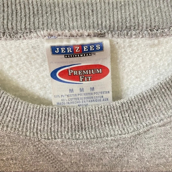 Vintage 90s Handmade Cross Stitch Nerdy Crewneck Pullover Sweatshirt Medium Gray - Picture 11 of 13